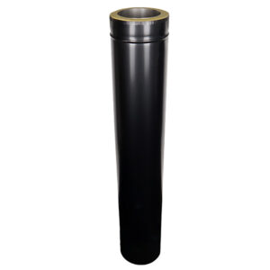 Straight Length 1000mm Twin Wall Insulated Flue Pipe - 6" (150mm) - Black