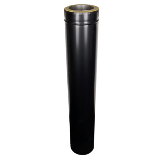 Straight Length 1000mm Twin Wall Insulated Flue Pipe - 8" (200mm) - Black