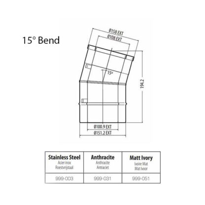 Stovax Balanced Flue - 15° Bend - Image 2