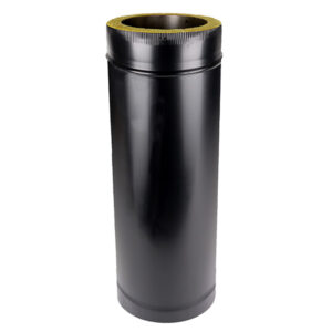 Adjustable Length 500mm-880mm Twin Wall Insulated Flue Pipe - 6" (150mm) - Black