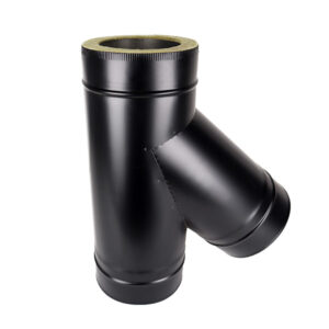 Tee Piece 135° - Twin Wall Insulated Flue Pipe - 6" (150mm) - Black