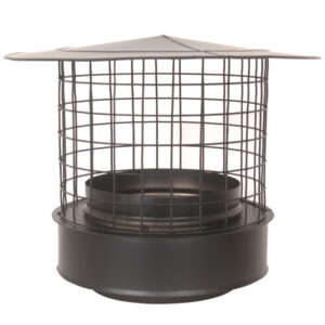 Rain Cap With Birdguard - Twin Wall Flue Pipe - 8" (200mm) - Black