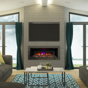 Be Modern Avella Grande Wall Mounted Electric Fire - Black Nickel