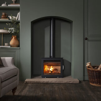 Arada M Series 5 Widescreen 4.9kw Defra Wood Burning Stove With Cast Iron Door