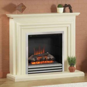 Be Modern Carina 44" Ivory Electric Fireplace - Chrome Fire Finish