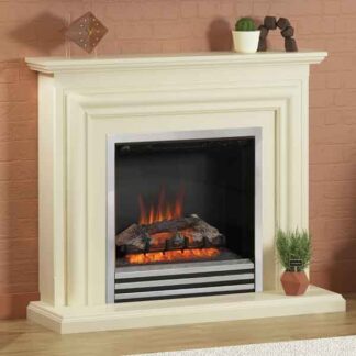 Be Modern Carina 44" Ivory Electric Fireplace - Chrome Fire Finish