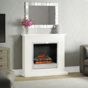 Be Modern Elsham 40" Soft White Electric Fireplace - Chrome Fire Finish