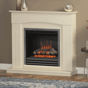 Be Modern Linmere 44" Almond Stone Effect Electric Fireplace - Black Nickel Fire Finish