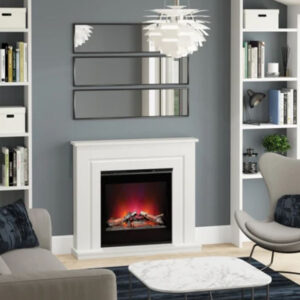 Be Modern Orwell 48" Ash White Electric Fireplace - Glass Fire Finish
