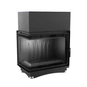 Kratki Amelia 21kw Inset Wood Burning Stove With Left Connected Side Glass & Black Glass Edge - AMELIA/L/BS/DECO