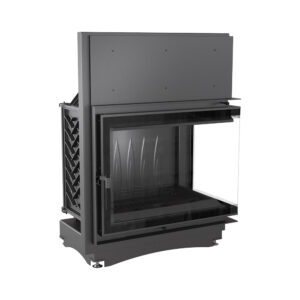 Kratki Amelia 21kw Inset Wood Burning Stove With Right Connected Side Glass & Black Glass Edge - AMELIA/P/BS/DECO