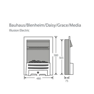 Pure Glow Bauhaus Illusion Black Inset Electric Fire - Log or Coal