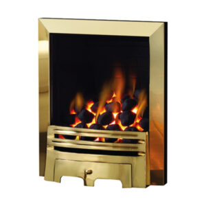 Pure Glow Grace Illusion Brass Inset Electric Fire - Log or Coal