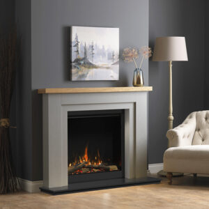 Pure Glow Hanley 54" Grey Surround With Natural Oak Shelf