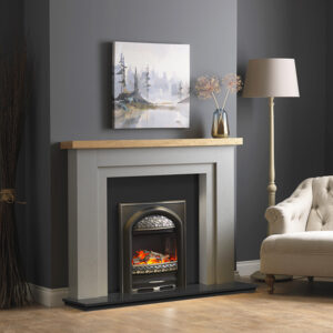 Pure Glow Hanley 48" Grey Surround With Natural Oak Shelf