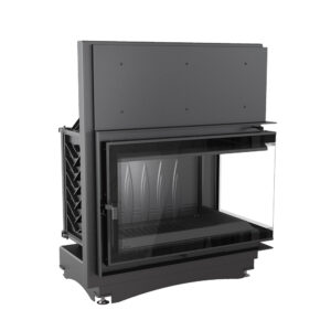 Kratki Oliwia 16kw Inset Wood Burning Stove With Right Connected Side Glass & Black Glass Edge - OLIWIA/P/BS/DECO