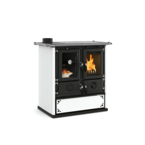 La Nordica Rosetta Sinistra 5.0 Steel - 7.9kw Wood Burning Cooker - Dotted White