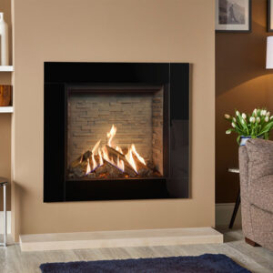 Gazco Reflex 75T - 8kw LPG Fire With Black Glass Lining - Conventional Flue