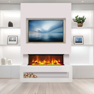 Celsi Electriflame VR S-1000 Media Wall Suite - White With Acoustic Oak Back Panel