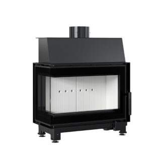 Kratki Simple 6kw Inset Wood Burning Stove With Left Connected Side Glass & Black Glass Edge - SIMPLE/S/L/BS