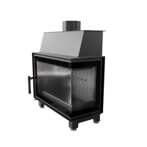 Kratki Simple 6kw Inset Wood Burning Stove With Right Connected Side Glass & Black Glass Edge - SIMPLE/S/P/BS