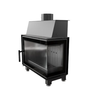 Kratki Simple 6kw Inset Wood Burning Stove With Right Connected Side Glass & Black Glass Edge - SIMPLE/S/P/BS