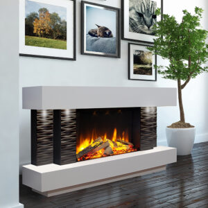 Celsi Ultiflame VR Toronto S-600 Illumia Electric MDF Suite - Textured Black & White