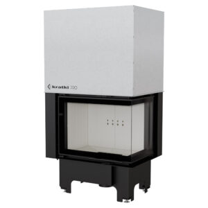 Kratki VN 700/480 - 12kw Inset Wood Burning Stove With Right Connected Side Glass & Guillotine Door - VNP/700/480