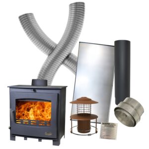Woolly Mammoth 5 Wide - 5kw Defra Multifuel Stove MK2 & Flexible Flue Liner Kit