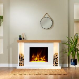 OER Flametek Williamsburg Electric Fireplace Suite with Log Store