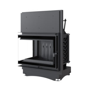 Kratki Zuzia Eco 12kw Inset Wood Burning Stove With Left Connected Side Glass & Black Glass Edge - ZUZIA/ECO/L/BS/DECO