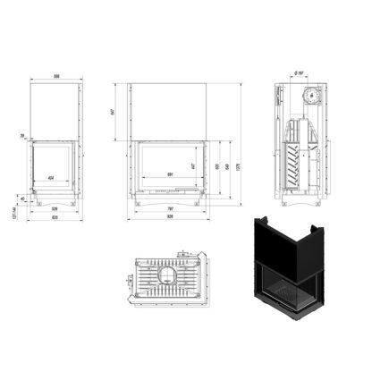 Kratki Amelia 21kw Inset Wood Burning Stove With Right Connected Side Glass & Guillotine Door - AMELIA/P/BS/G - Image 5
