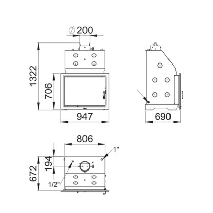 Bronpi Hydrobronpi 80-E Vision 27kw Wood Burning Inset Boiler Stove - Image 3