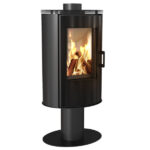 Kratki Koza AB 8kw Pedestal Wood Burning Stove With Black Glass Door - KOZA/AB/S/N/GLASS