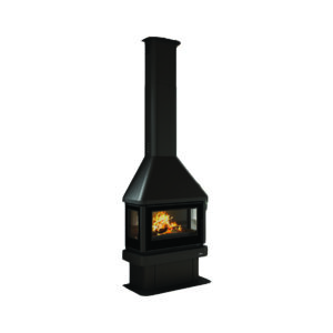 Bronpi Lisboa Vision 13kw Wood Burning Fireplace With Side Glass