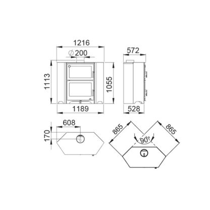 Bronpi Murano-R - 14kw Corner Wood Burning Stove With Oven - Image 3