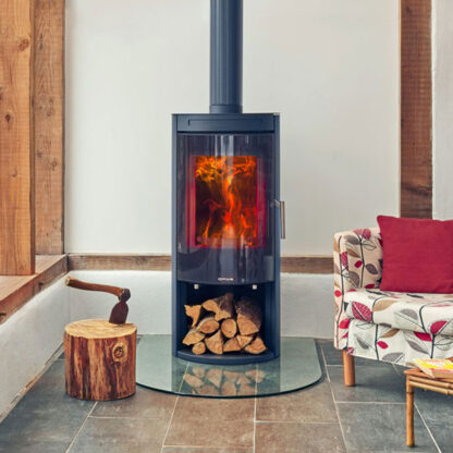 Opus Melody GLS - 5kw Wood Burning Stove With Log Store & Glass Door - Image 2