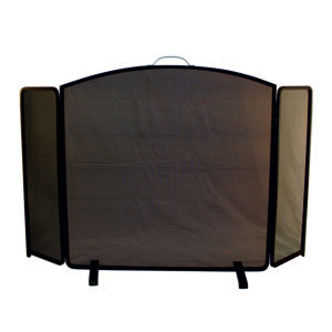 Classic Firescreen 3 Fold Arched Height 24" - All Black