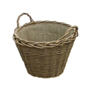 Willow Round & Hessian Log Basket