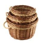 Set Of 3 Willow Round Log Baskets
