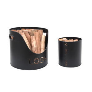 Set Of 2 Log & Kindling Holders - Black