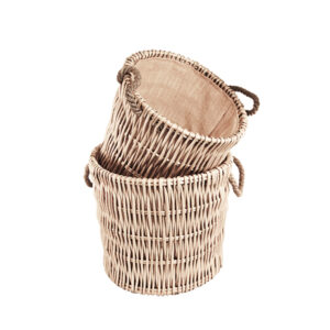 Set Of 2 Vertical Weave Log Baskets