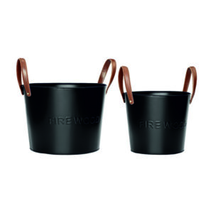 Set Of 2 Fire Wood Emboss Buckets