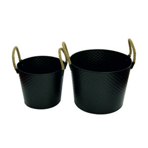 Set Of 2 Emboss Log Carriers - Black