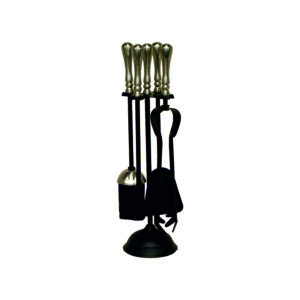 Traditional Black & Pewter Companion Set