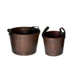 Set Of 2 Hammer Logs/Fire Wood Emboss Log Carriers - Copper