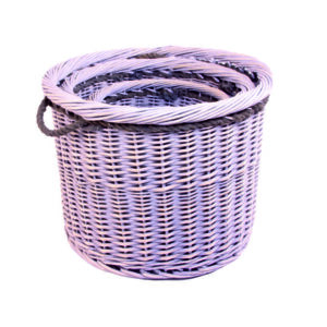 Set Of 3 Rope Handles Deluxe Provence Log Baskets