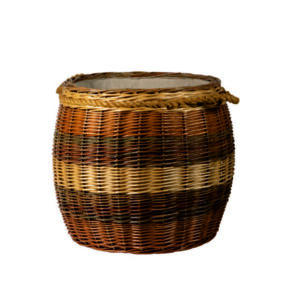 Deluxe Four Tone Log Basket With Rope Handles