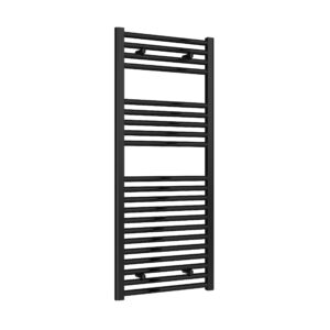 Reina Diva Steel Modern Flat Vertical Bathroom Towel Rail and Radiator - Black