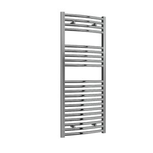 Reina Diva Steel Modern Curved Vertical Bathroom Towel Rail and Radiator - Chrome